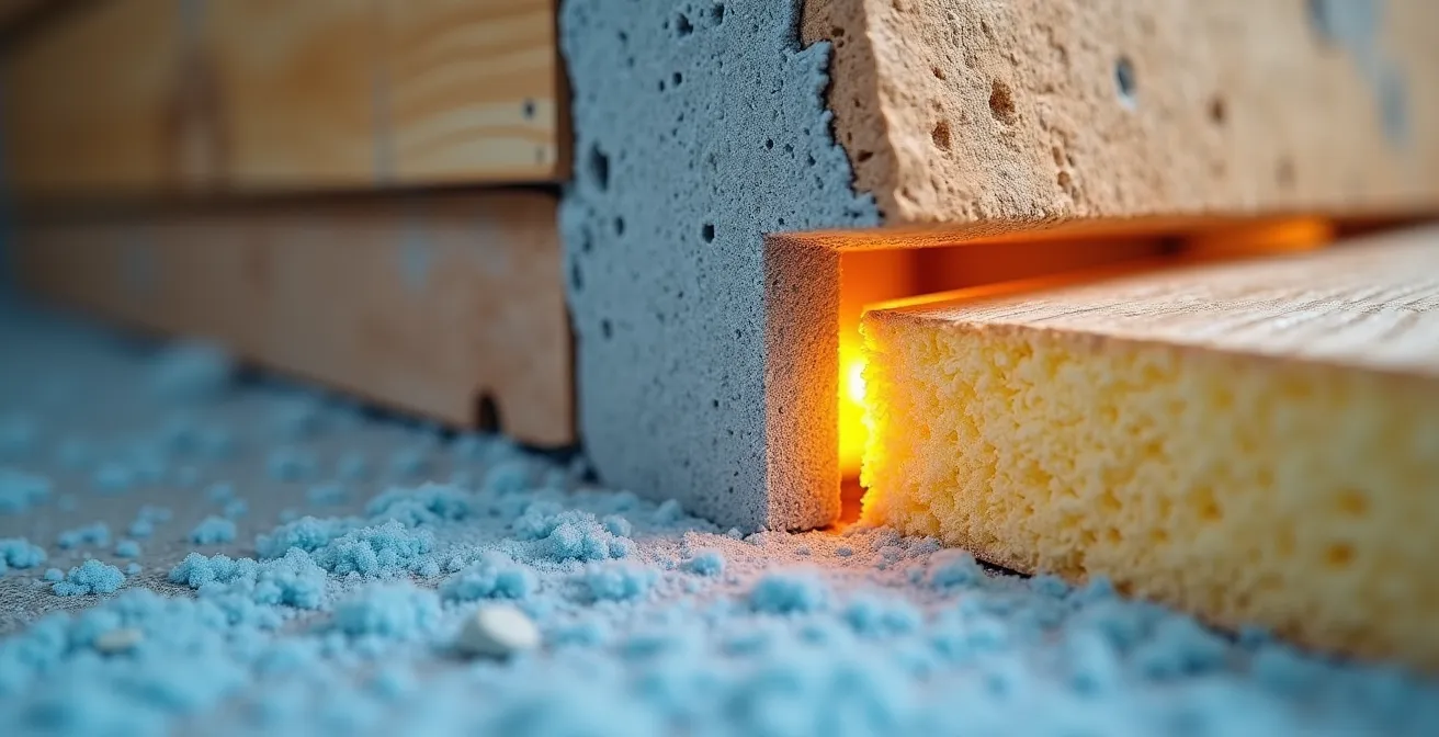 Vue macro d'une fuite d'air détectée par imagerie thermique montrant les zones de déperdition