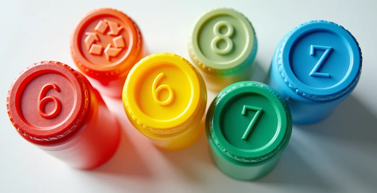 Guide illustré montrant différents types de plastiques avec leurs numéros de recyclage