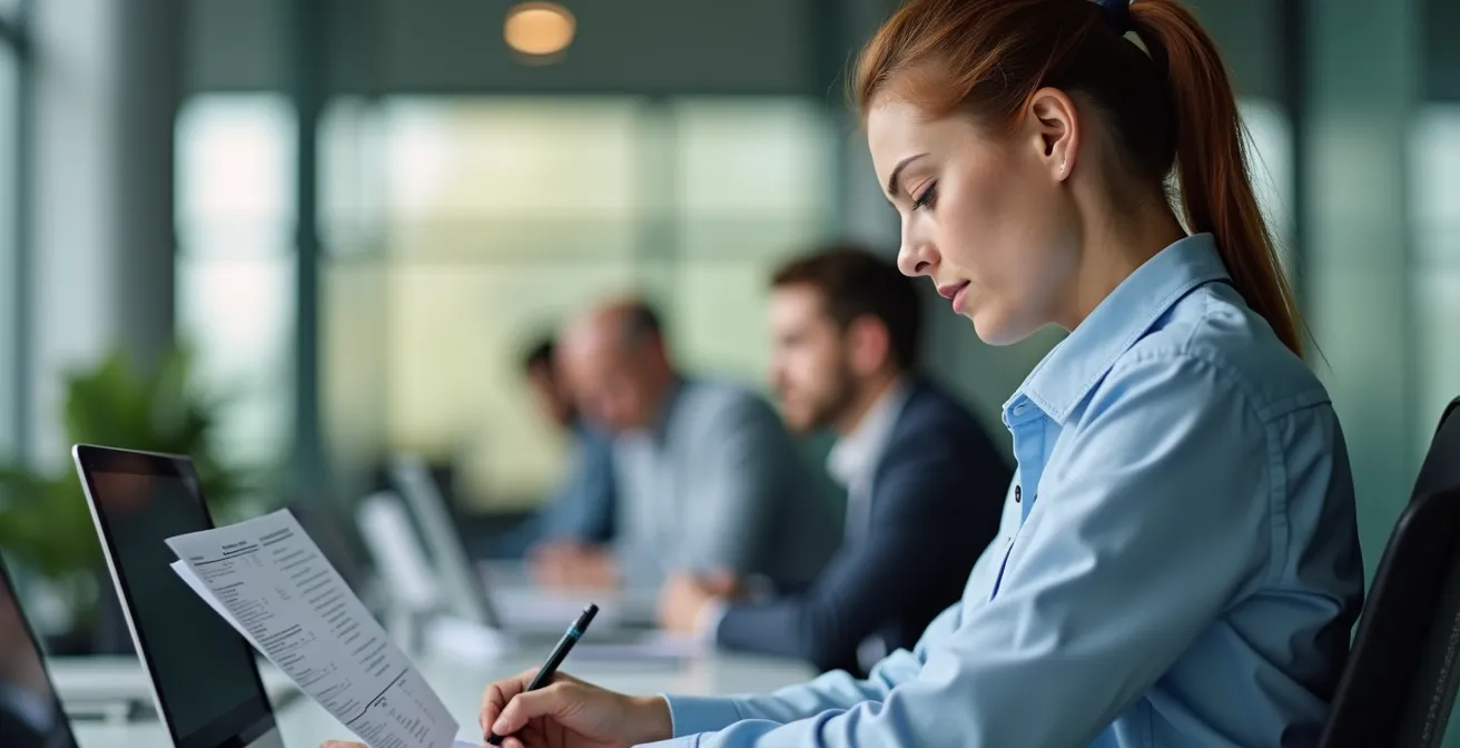 Personne en formation professionnelle dans un environnement d'apprentissage moderne