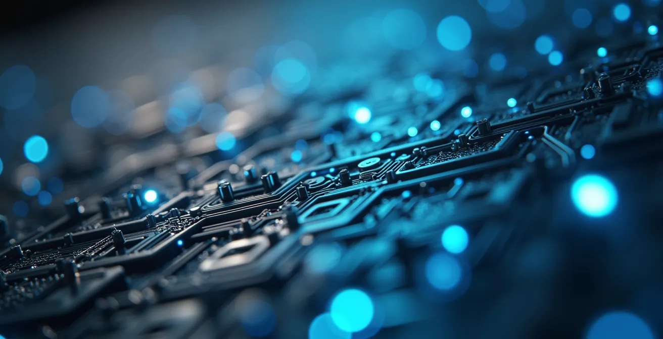 Vue macro de connexions réseau abstraites symbolisant le réseautage professionnel moderne