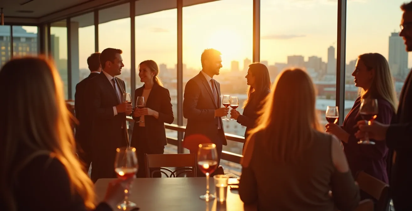 Groupe de professionnels échangeant dans un cadre décontracté lors d'un événement de réseautage à Montréal