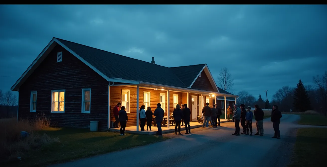 Rassemblement communautaire dans un village québécois