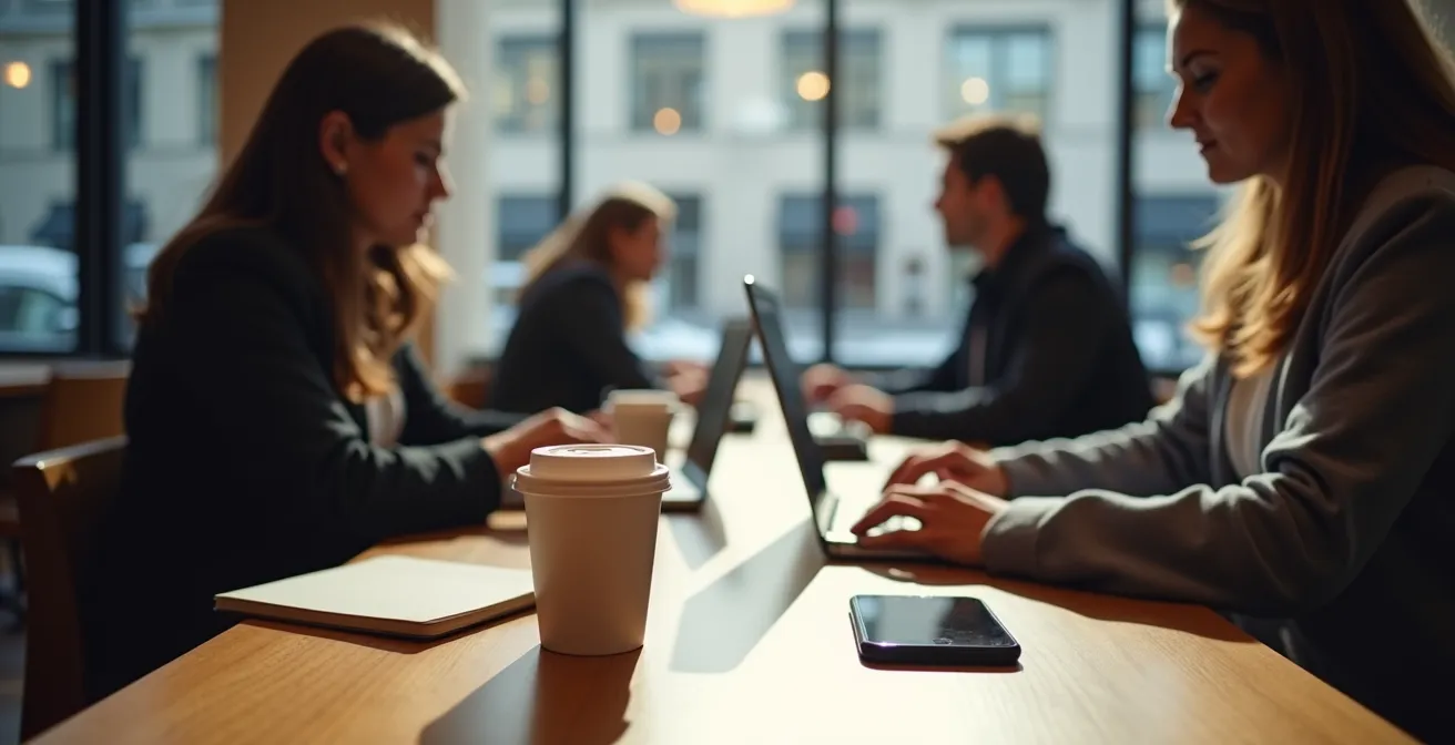 Illustration des risques de sécurité sur le Wi-Fi public dans un café Tim Hortons au Québec